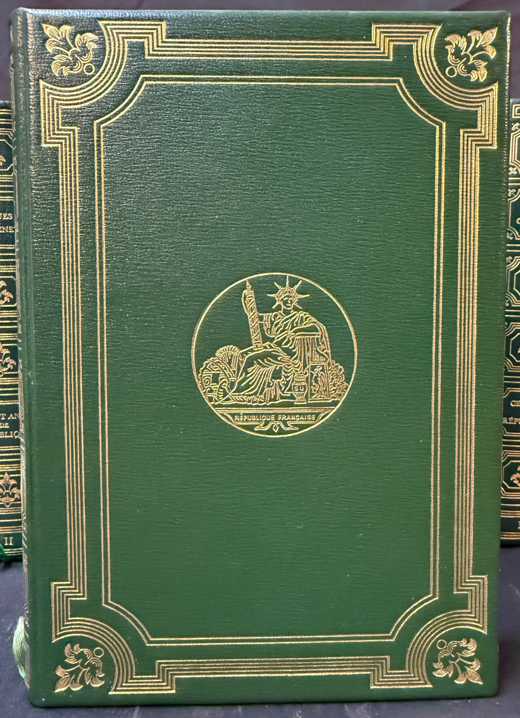 JACQUES CHASTENET “CENT ANS DE RÉPUBLIQUE” 9 VOL FRENCH LIBRARY SET, WHITE HOUSE CHEF PIERRE CHAMBRIN ESTATE, GILT DECORATIVE BINDING, 1970