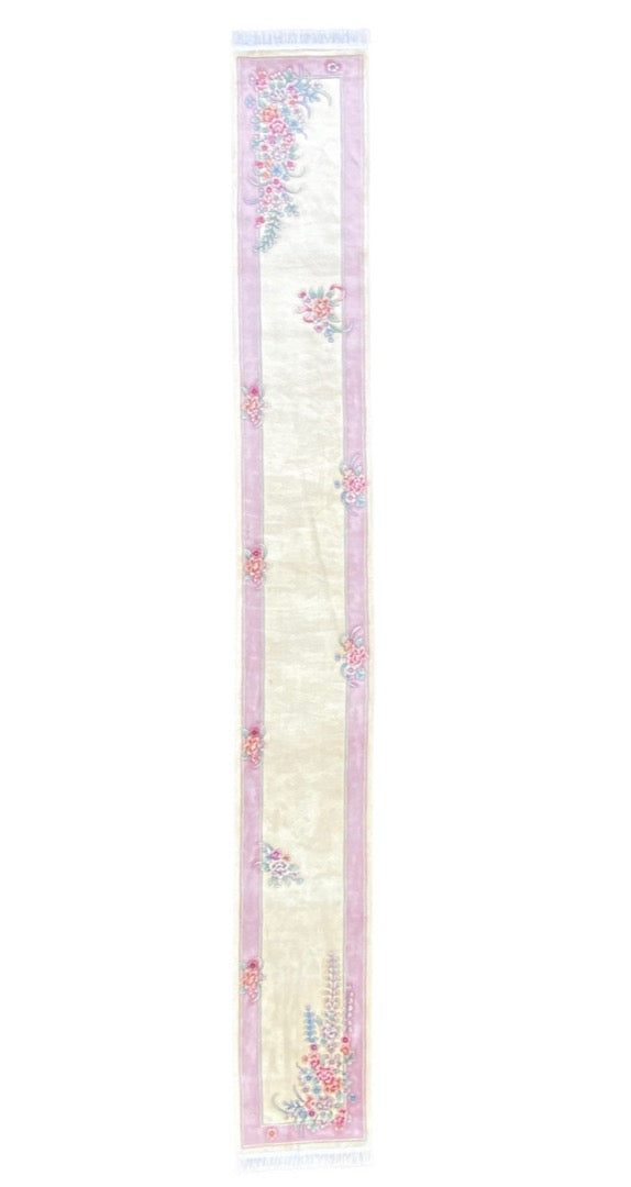EXTRA LONG, NEW ART DECO HAND KNOTTED 90 LINE RUNNER, 2.6 x 20.0 (76cm x 508cm)