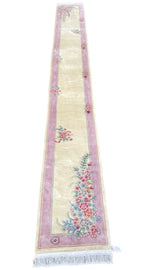 EXTRA LONG, NEW ART DECO HAND KNOTTED 90 LINE RUNNER, 2.6 x 20.0 (76cm x 508cm)