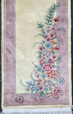 EXTRA LONG, NEW ART DECO HAND KNOTTED 90 LINE RUNNER, 2.6 x 20.0 (76cm x 508cm)