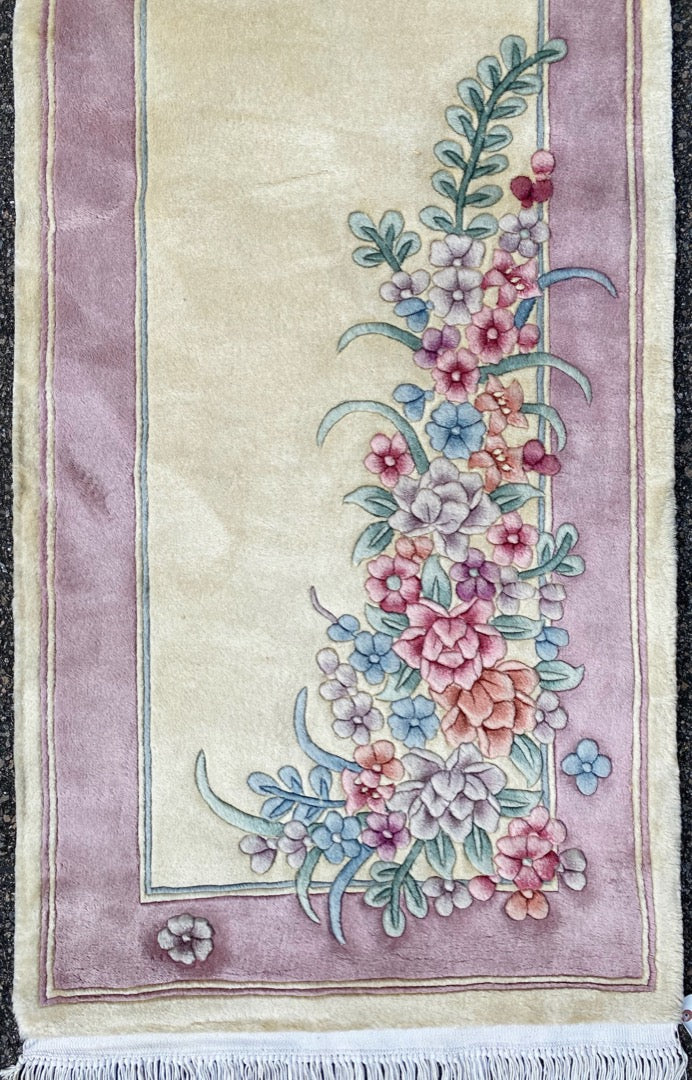EXTRA LONG, NEW ART DECO HAND KNOTTED 90 LINE RUNNER, 2.6 x 20.0 (76cm x 508cm)