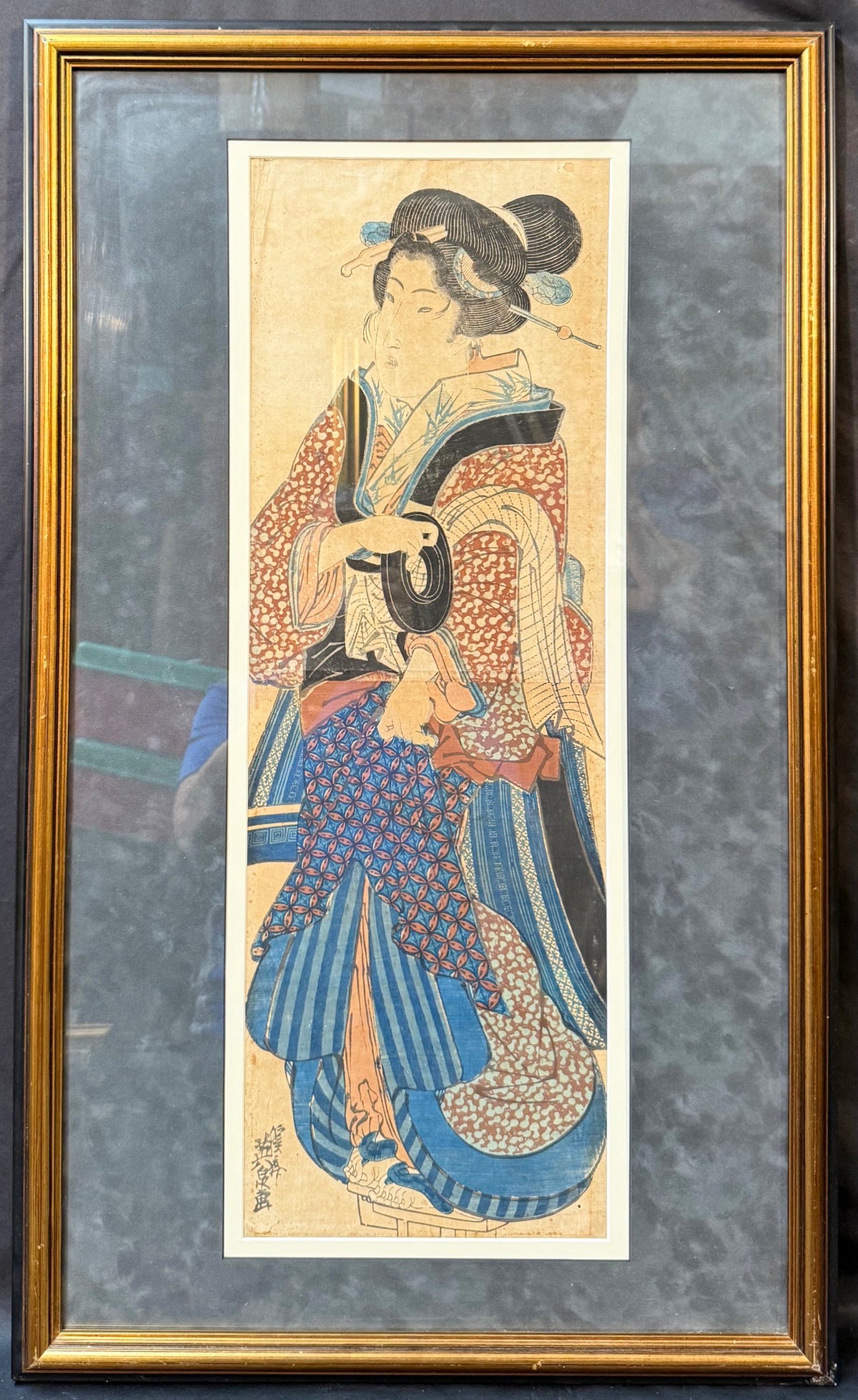 IMPORTANT JAPANESE WOODBLOCK PRINT BY KEISAI EISEN (1790–1848), ORIGINAL EDO PERIOD KAKEMONO-E VERTICAL DIPTYCH, 20.5IN x 34IN (52cm x 86cm)