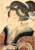 IMPORTANT JAPANESE WOODBLOCK PRINT BY KEISAI EISEN (1790–1848), ORIGINAL EDO PERIOD KAKEMONO-E VERTICAL DIPTYCH, 20.5IN x 34IN (52cm x 86cm)