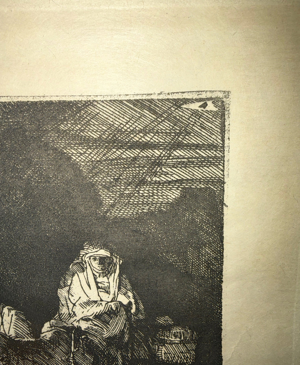 REMBRANDT VAN RIJN (1606-1669) ETCHING AND DRYPOINT TITLED THE FLIGHT INTO EGYPT BY NIGHT, 11IN x 13IN (28cm x 33cm)
