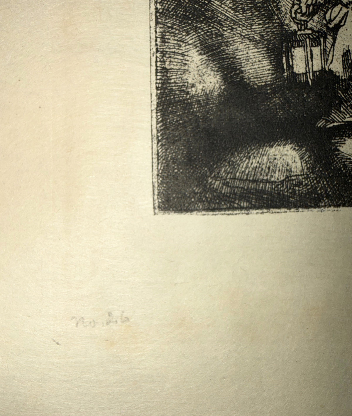 REMBRANDT VAN RIJN (1606-1669) ETCHING AND DRYPOINT TITLED THE FLIGHT INTO EGYPT BY NIGHT, 11IN x 13IN (28cm x 33cm)