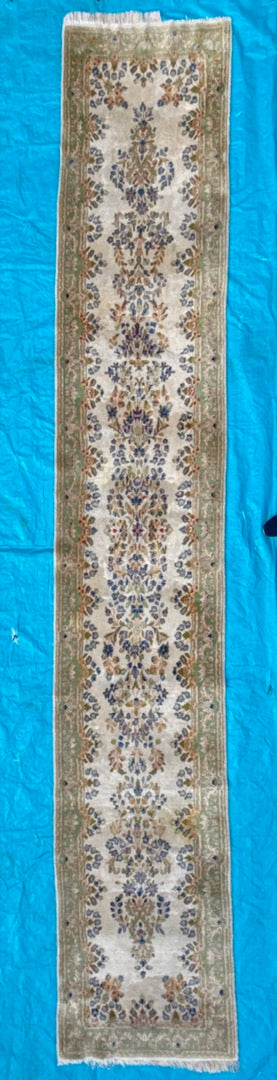 EXTRA-LONG PERSIAN KERMAN HAND KNOTTED RUNNER WITH 175+ KPSI, 3.0 x 17.10 (91cm x 544cm)