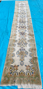 EXTRA-LONG PERSIAN KERMAN HAND KNOTTED RUNNER WITH 175+ KPSI, 3.0 x 17.10 (91cm x 544cm)