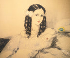 LOUIS ICART (1988-1950) HAND SIGNED, ORIGINAL ETCHING, DRYPOINT AND AQUATINT TITLED BLACK FAN WITH COA, 28.5IN x 34.5IN (72cm x 88cm)