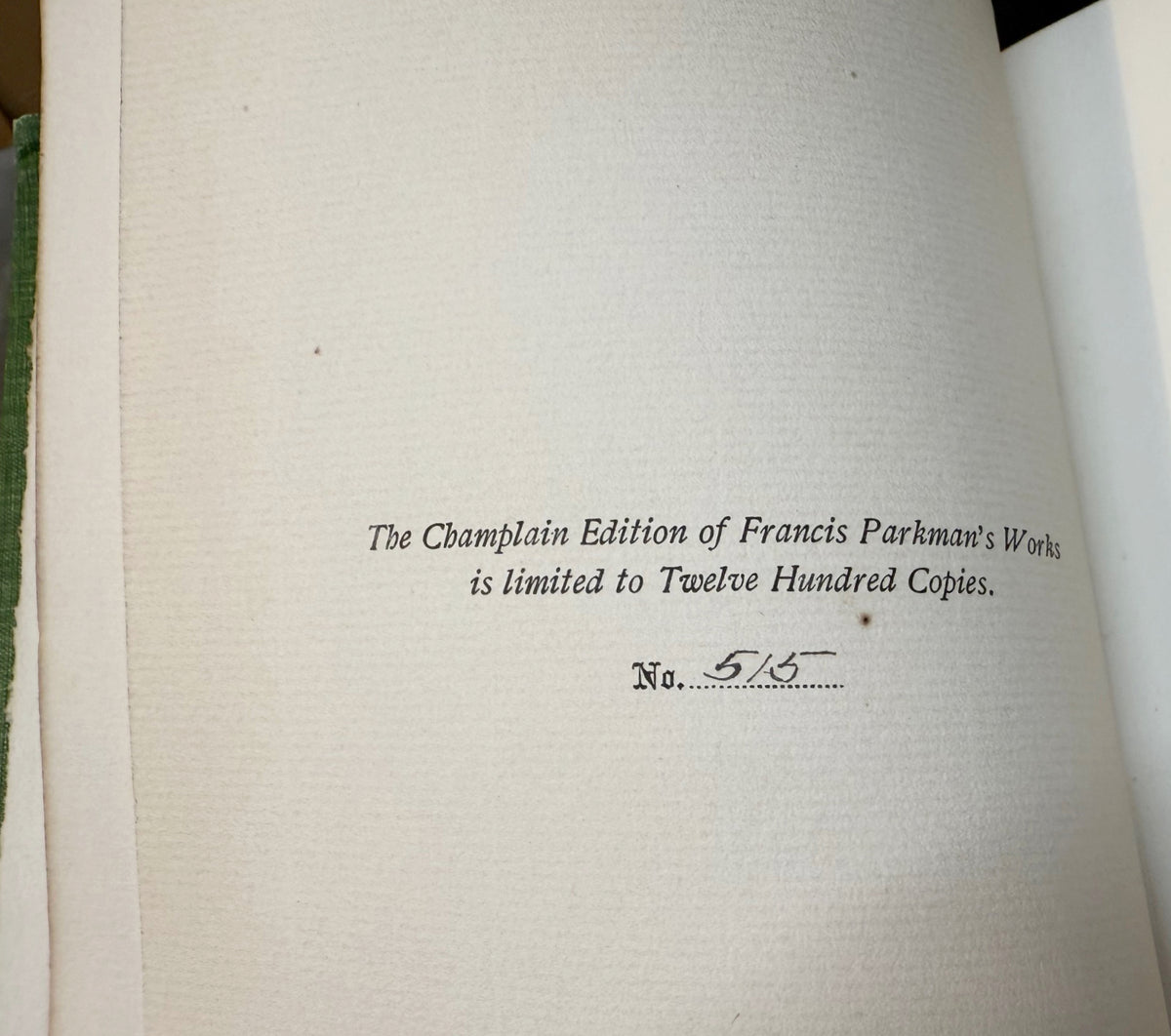 THE WORKS OF FRANCIS PARKMAN, CHAMPLAIN EDITION, 21 VOLUMES, 1897