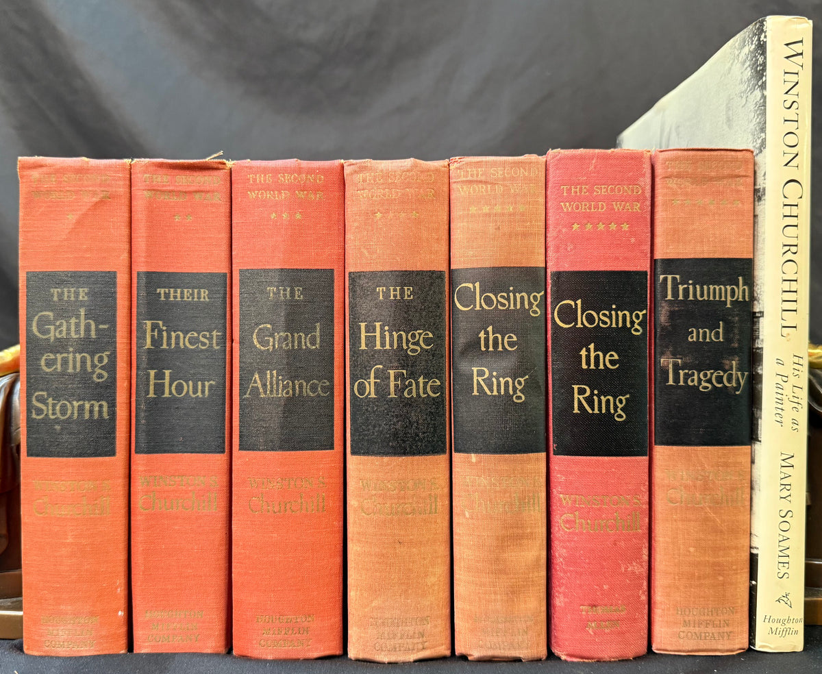 WINSTON CHURCHILL WWII COMPLETE 6-VOLUME HISTORY & ART MEMOIR, 8-BOOK COLLECTION