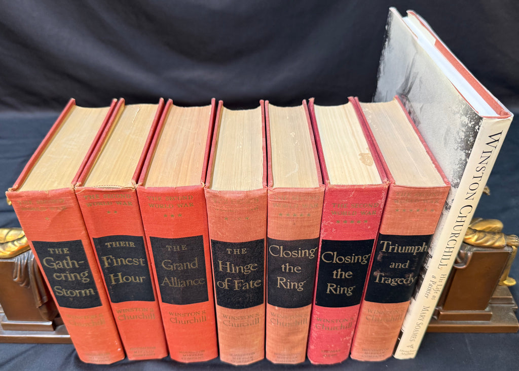WINSTON CHURCHILL WWII COMPLETE 6-VOLUME HISTORY & ART MEMOIR, 8-BOOK COLLECTION