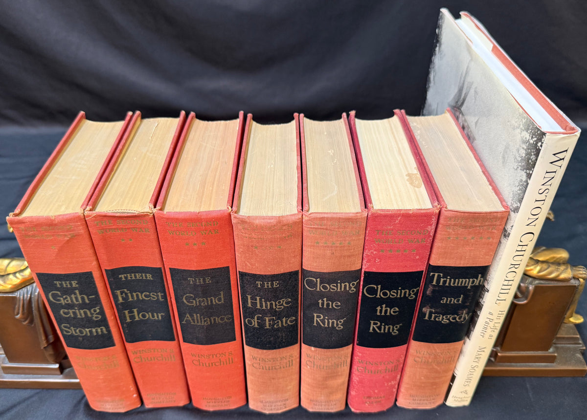 WINSTON CHURCHILL WWII COMPLETE 6-VOLUME HISTORY & ART MEMOIR, 8-BOOK COLLECTION