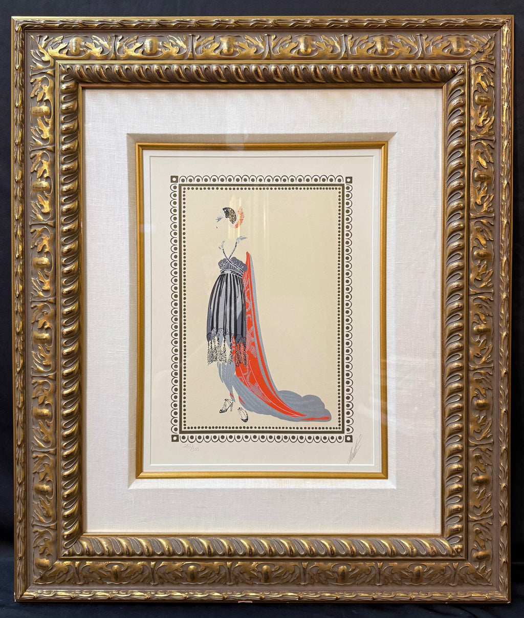 ROMAIN DE TIRTOFF, OR ERTE (1892-1990) SEDUCTRESS, HAND SIGNED ART DECO COLOR LITHOGRAPH, 1979, EDITION 292/300, 27IN x 32IN (69cm x 81cm)