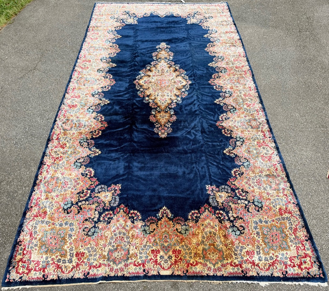 MANSION SIZED VINTAGE PERSIAN KERMAN HAND KNOTTED RUG WITH 200+ KPSI, 9.8 x 19.6 (294cm x 594cm)