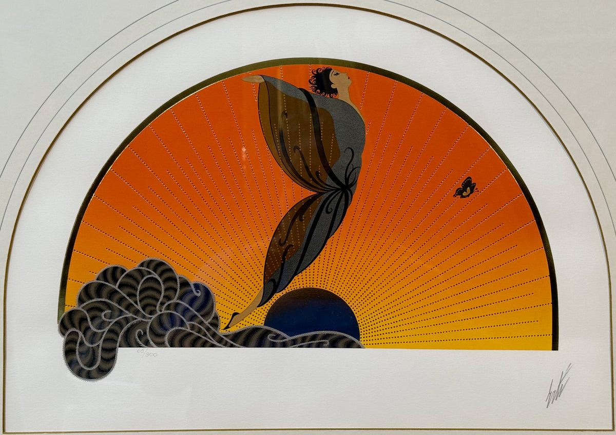 ROMAIN DE TIRTOFF, OR ERTE (1892-1990) HAND SIGNED, LIMITED EDITION, SILK SCREEN SERIGRAPH ON PAPER TITLED SUNRISE, 23.5IN x 29IN (60cm x 74cm)