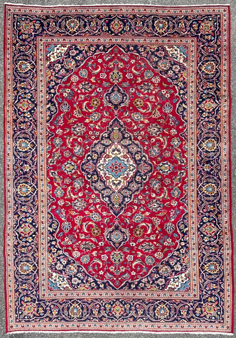 VINTAGE PERSIAN KASHAN HAND KNOTTED RUG, 8.0 x 11.4 (244cm x 345cm)