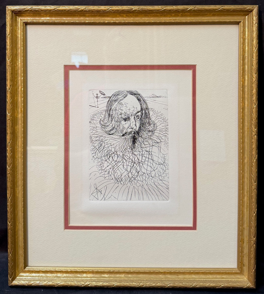 SALVADOR DALI (1904-1989) ORIGINAL ETCHING TITLED CERVANTES WITH COA, 14.75IN x 16.75IN (37.5cm x 42.5cm)