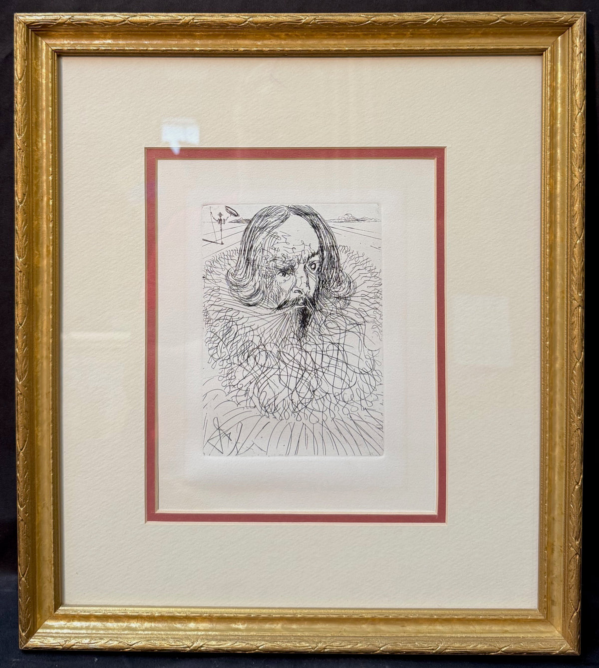 SALVADOR DALI (1904-1989) ORIGINAL ETCHING TITLED CERVANTES WITH COA, 14.75IN x 16.75IN (37.5cm x 42.5cm)