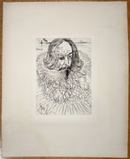 SALVADOR DALI (1904-1989) ORIGINAL ETCHING TITLED CERVANTES WITH COA, 14.75IN x 16.75IN (37.5cm x 42.5cm)