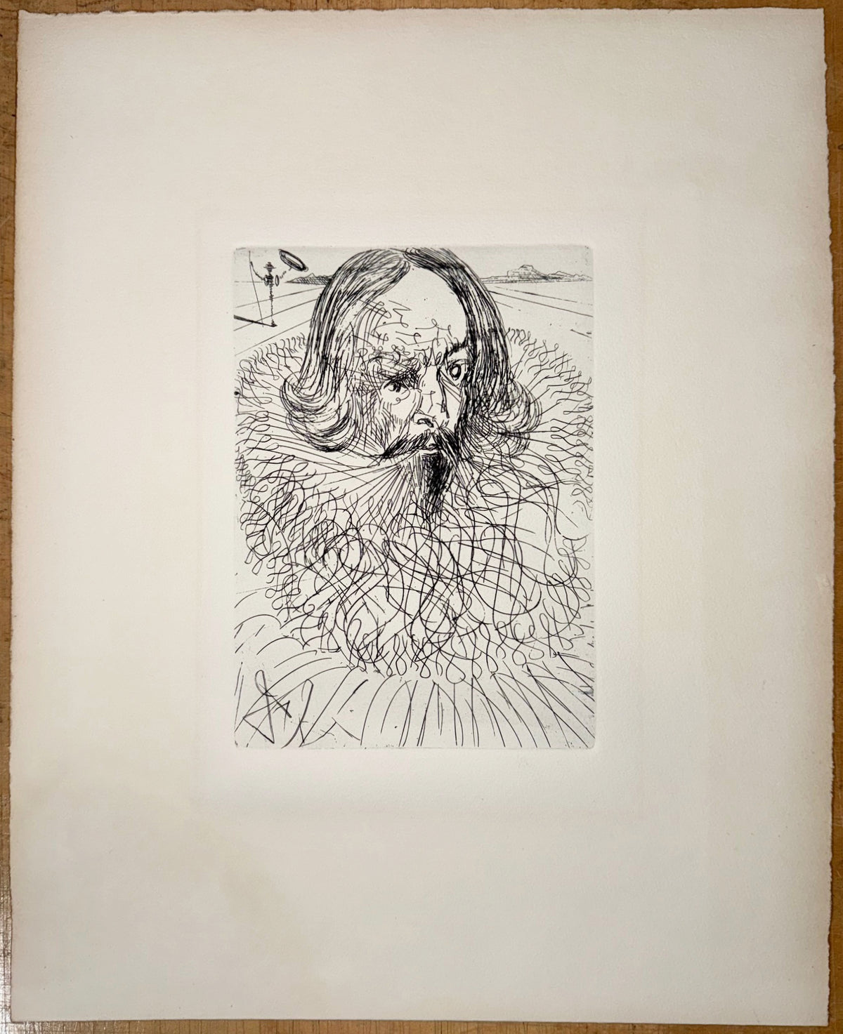 SALVADOR DALI (1904-1989) ORIGINAL ETCHING TITLED CERVANTES WITH COA, 14.75IN x 16.75IN (37.5cm x 42.5cm)