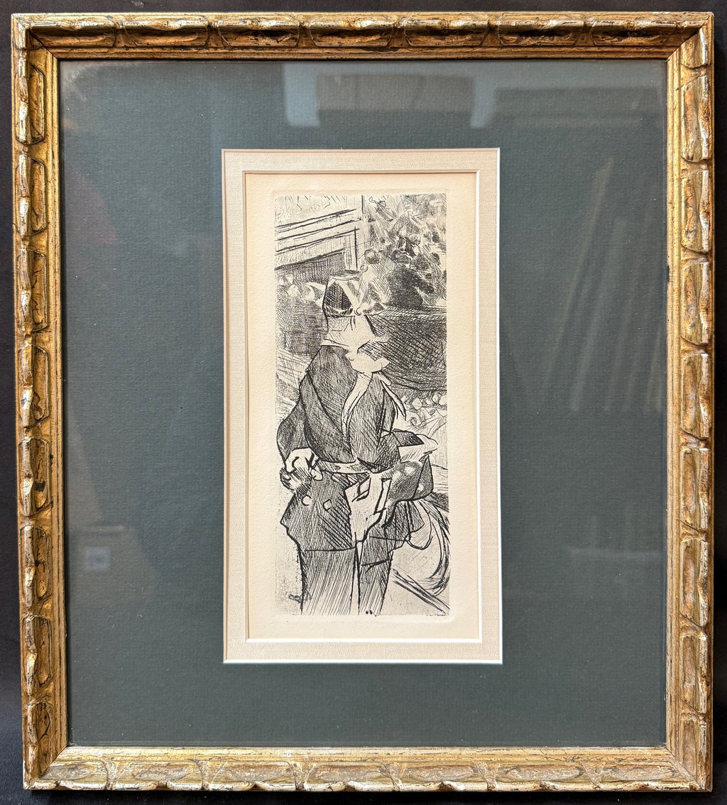 JACQUES VILLON (1875-1963) ETCHING TITLED FETE CHAMPETRE WITH COA, 14IN x 15.5IN (36cm x 39cm)
