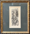JACQUES VILLON (1875-1963) ETCHING TITLED FETE CHAMPETRE WITH COA, 14IN x 15.5IN (36cm x 39cm)