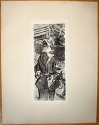 JACQUES VILLON (1875-1963) ETCHING TITLED FETE CHAMPETRE WITH COA, 14IN x 15.5IN (36cm x 39cm)