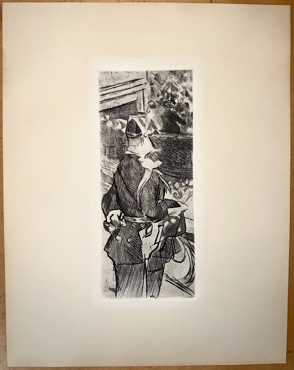 JACQUES VILLON (1875-1963) ETCHING TITLED FETE CHAMPETRE WITH COA, 14IN x 15.5IN (36cm x 39cm)