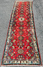 ANTIQUE PERSIAN HAMADAN HAND KNOTTED RUNNER, 3.5 x 12.0 (104cm x 366cm)