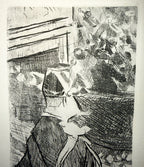 JACQUES VILLON (1875-1963) ETCHING TITLED FETE CHAMPETRE WITH COA, 14IN x 15.5IN (36cm x 39cm)