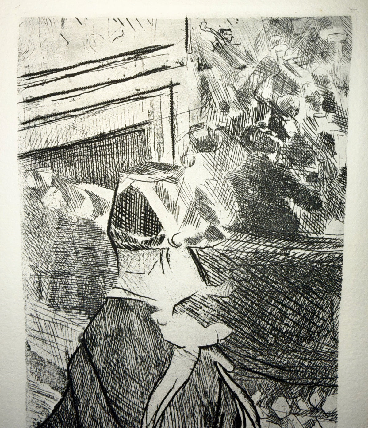 JACQUES VILLON (1875-1963) ETCHING TITLED FETE CHAMPETRE WITH COA, 14IN x 15.5IN (36cm x 39cm)