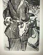 JACQUES VILLON (1875-1963) ETCHING TITLED FETE CHAMPETRE WITH COA, 14IN x 15.5IN (36cm x 39cm)