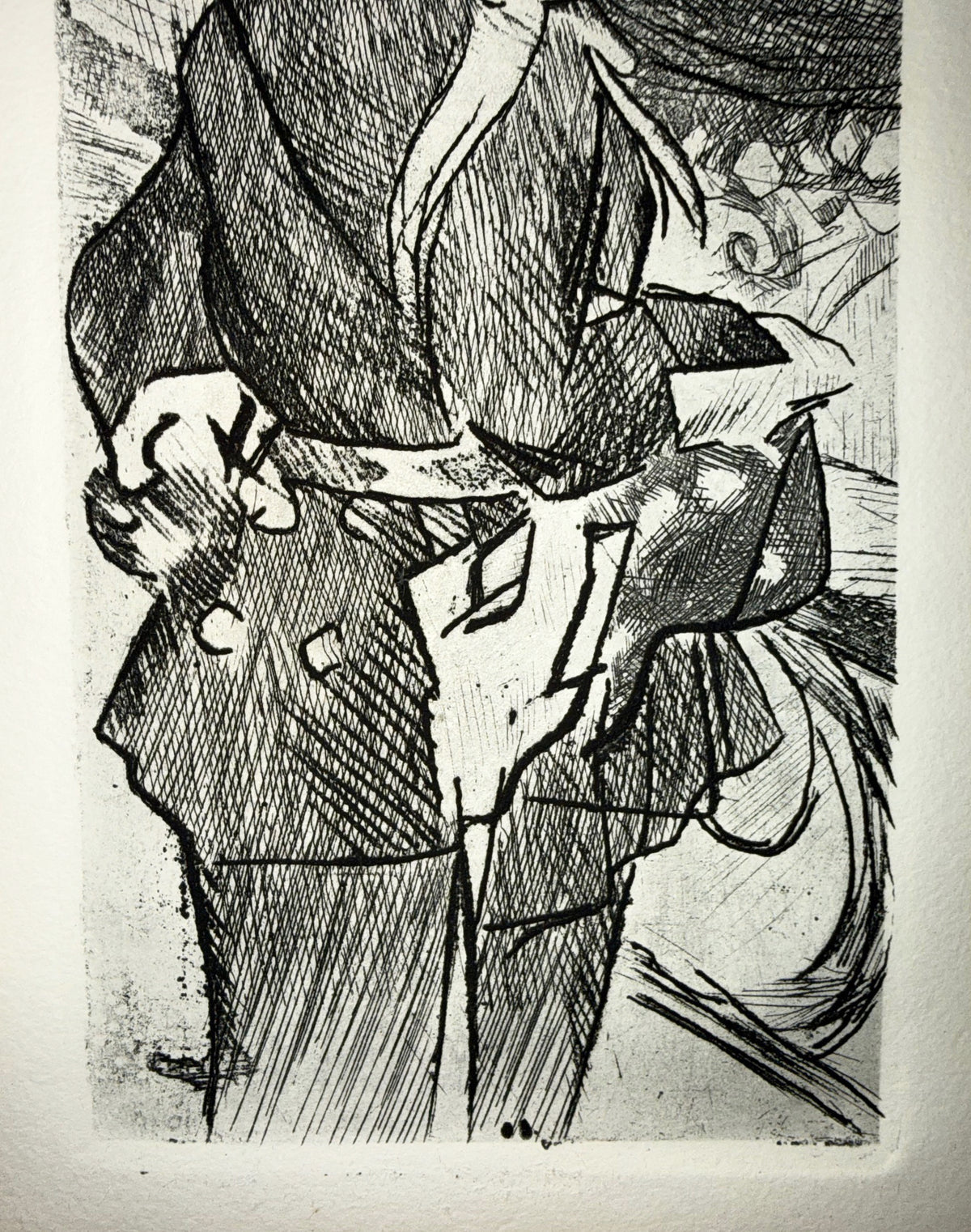 JACQUES VILLON (1875-1963) ETCHING TITLED FETE CHAMPETRE WITH COA, 14IN x 15.5IN (36cm x 39cm)