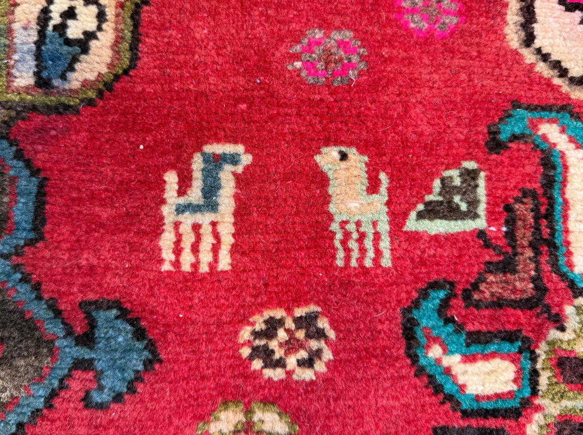 ANTIQUE PERSIAN HAMADAN HAND KNOTTED RUNNER, 3.5 x 12.0 (104cm x 366cm)