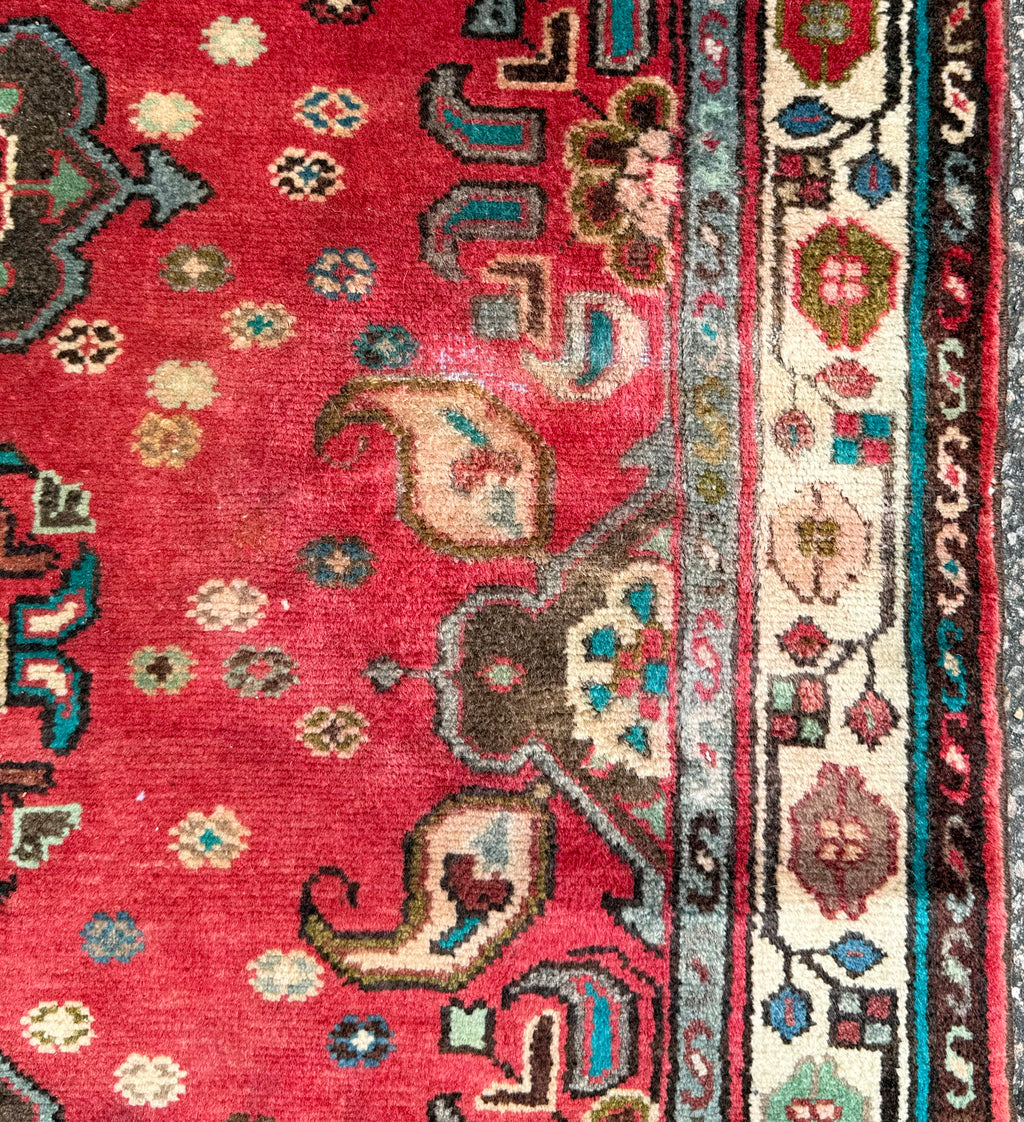 ANTIQUE PERSIAN HAMADAN HAND KNOTTED RUNNER, 3.5 x 12.0 (104cm x 366cm)
