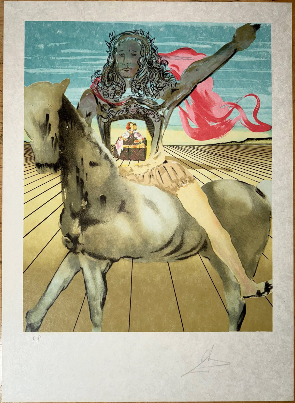 SALVADOR DALI (1904-1989) HAND SIGNED, LIMITED EDITION ARTIST’S PROOF LITHOGRAPH TITLED CHEVALIER SURREALISTE, 23.5IN x 31.5IN (60cm x 80cm)