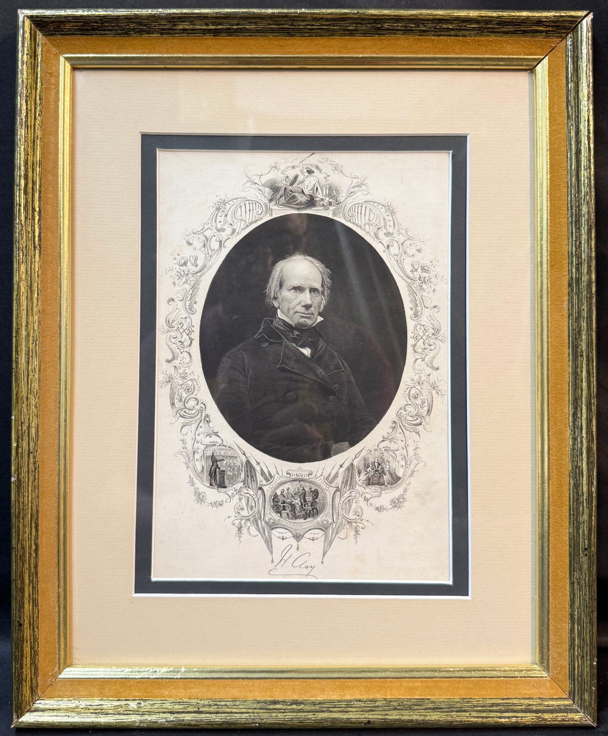 HENRY CLAY 19TH CENTURY AMERICAN PORTRAIT ENGRAVING THE GREAT COMPROMISER, 13IN x 16IN (33cm x 41cm)