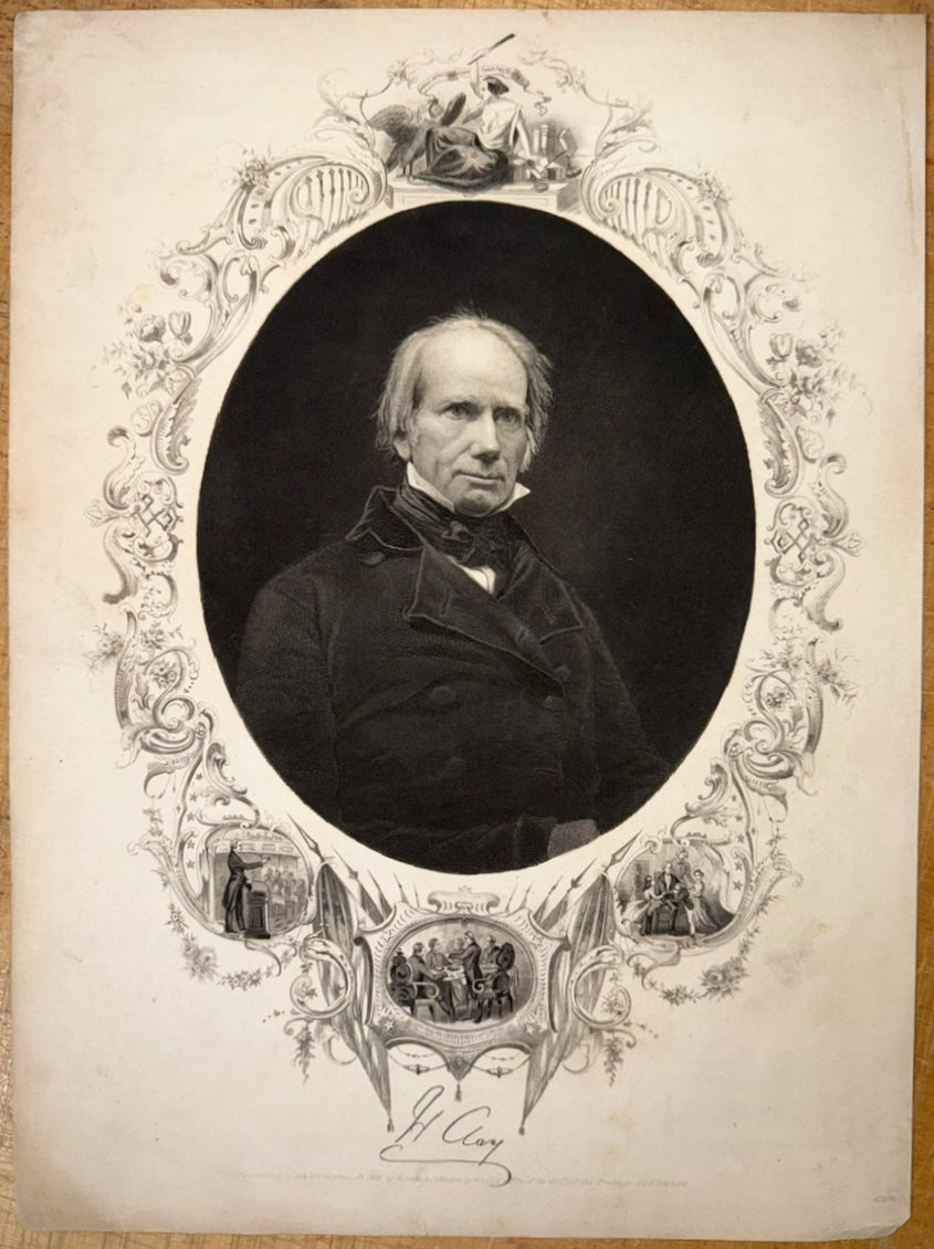 HENRY CLAY 19TH CENTURY AMERICAN PORTRAIT ENGRAVING THE GREAT COMPROMISER, 13IN x 16IN (33cm x 41cm)
