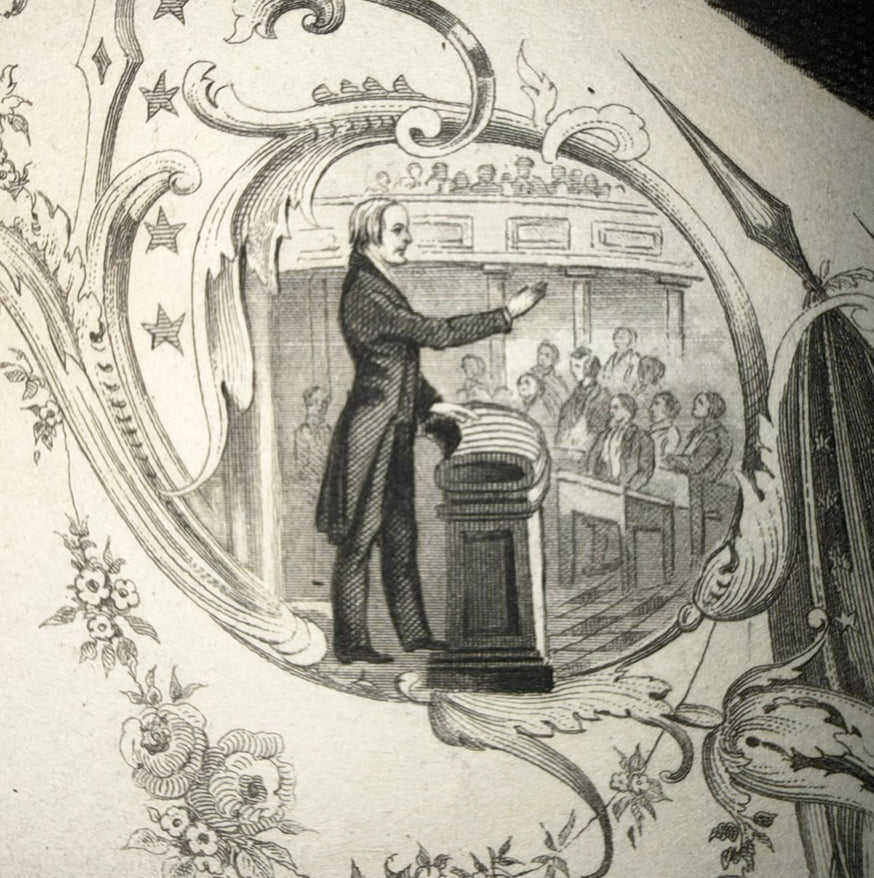 HENRY CLAY 19TH CENTURY AMERICAN PORTRAIT ENGRAVING THE GREAT COMPROMISER, 13IN x 16IN (33cm x 41cm)