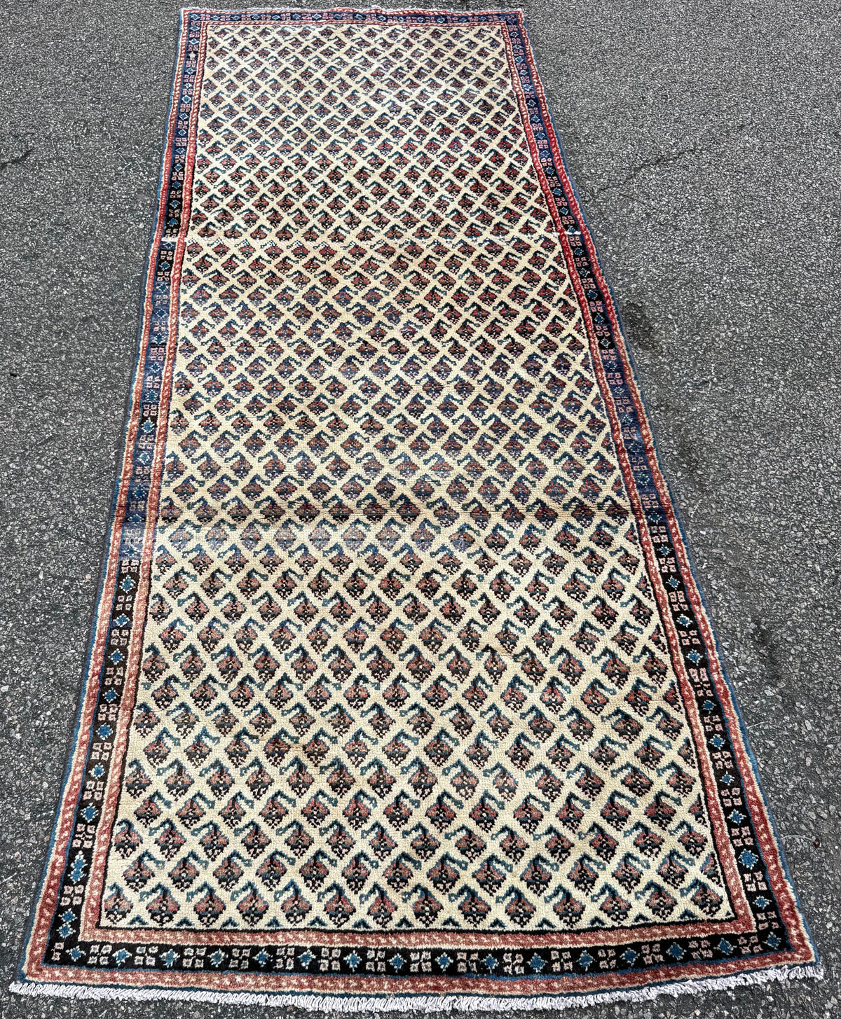 VINTAGE PERSIAN SARABAND MIR HAND KNOTTED RUNNER, 3.10 x 10.0 (117cm x 305cm)