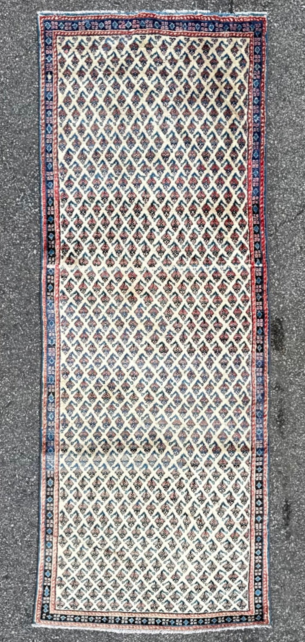 VINTAGE PERSIAN SARABAND MIR HAND KNOTTED RUNNER, 3.10 x 10.0 (117cm x 305cm)