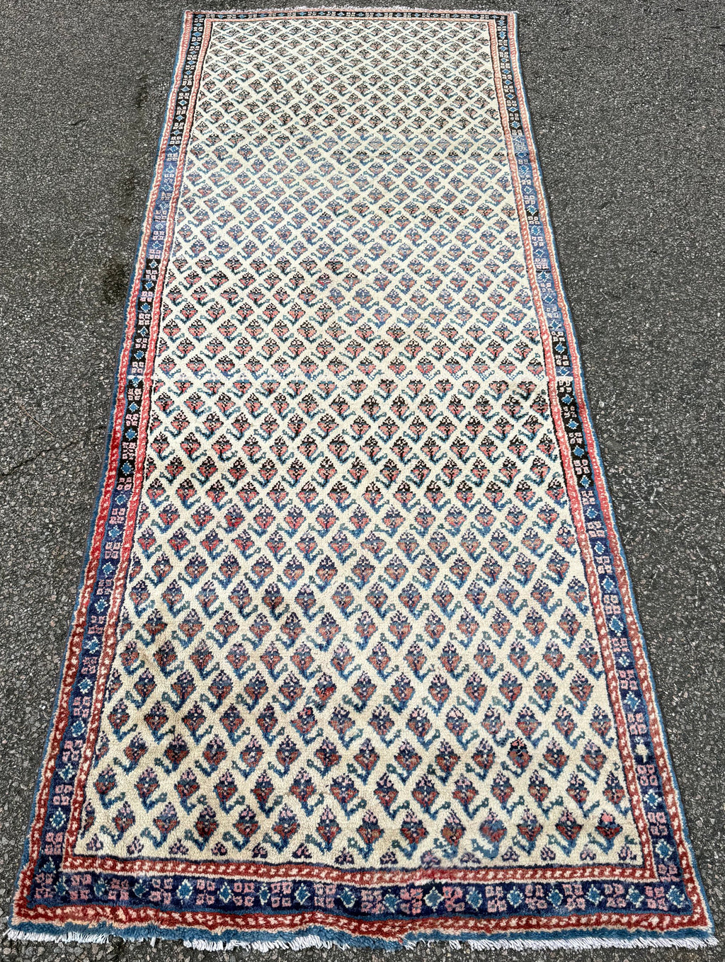 VINTAGE PERSIAN SARABAND MIR HAND KNOTTED RUNNER, 3.10 x 10.0 (117cm x 305cm)