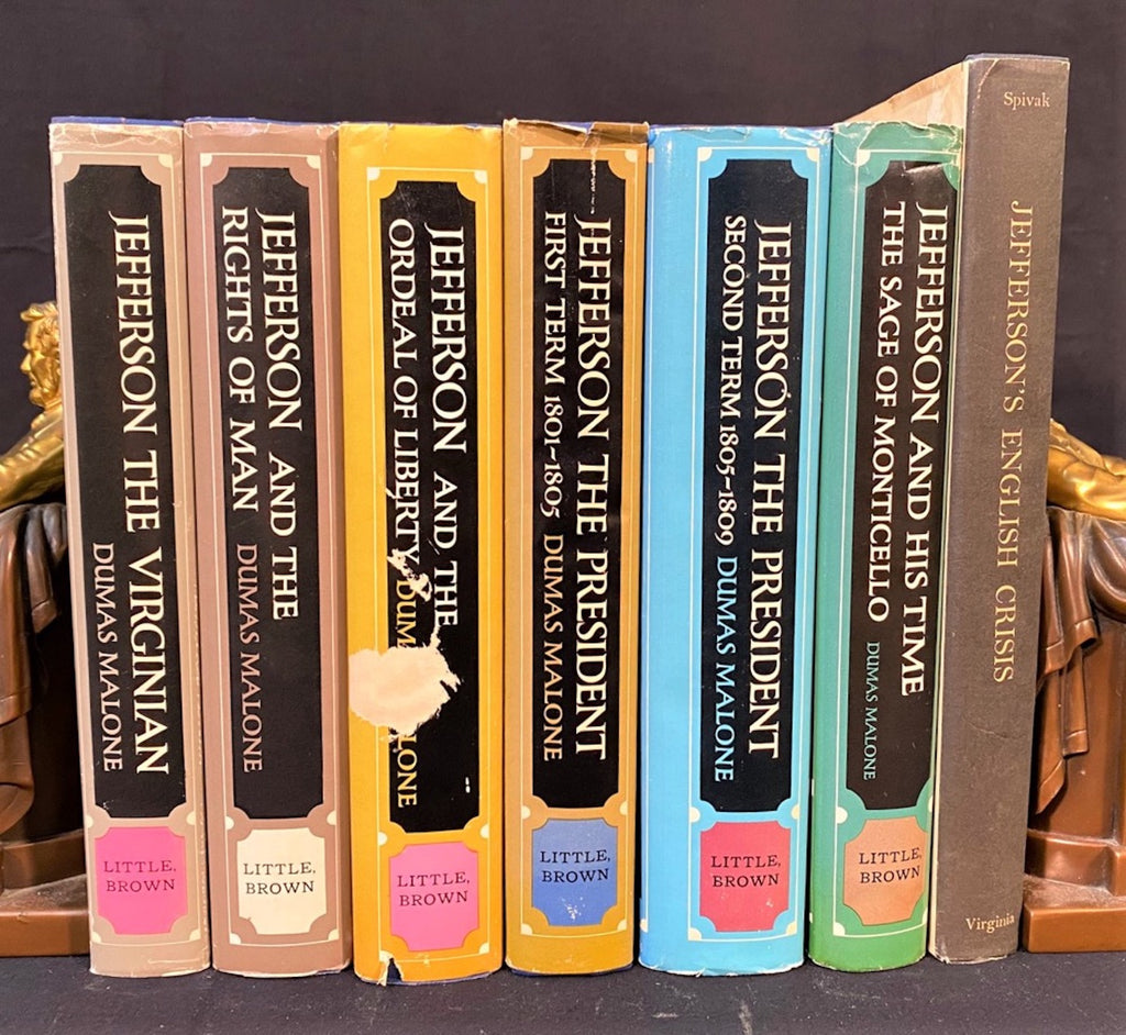 JEFFERSON AND HIS TIMES BY DUMAS MALONE, 3 VOLUMES SIGNED, 2 FIRST EDITIONS – 6 VOLUMES PLUS ONE MORE BOOK