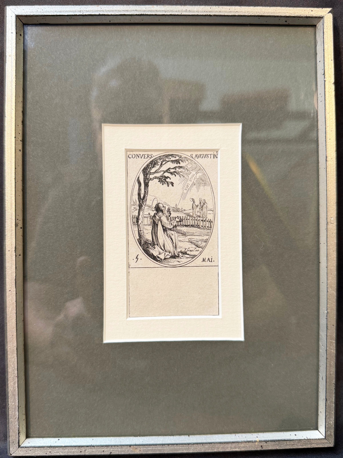 JACQUES CALLOT (1592-1635) ORIGINAL ETCHING TITLED CONVERSION DE S. AUGUSTIN, 7.25IN x 9.25IN (18cm x 23cm) WITH PROVENANCE