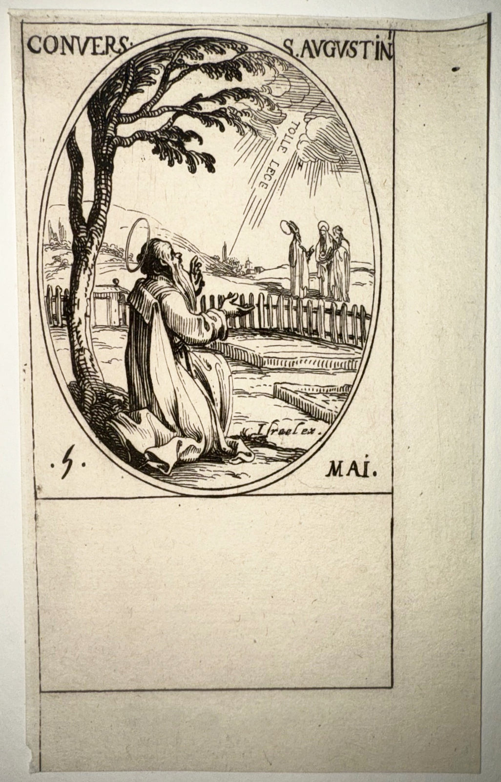 JACQUES CALLOT (1592-1635) ORIGINAL ETCHING TITLED CONVERSION DE S. AUGUSTIN, 7.25IN x 9.25IN (18cm x 23cm) WITH PROVENANCE