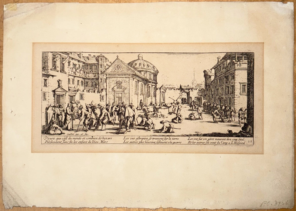 JACQUES CALLOT (1592-1635) ORIGINAL ETCHING TITLED L’HOPITAL, 13IN x 17.75IN (33cm x 45cm) WITH PROVENANCE