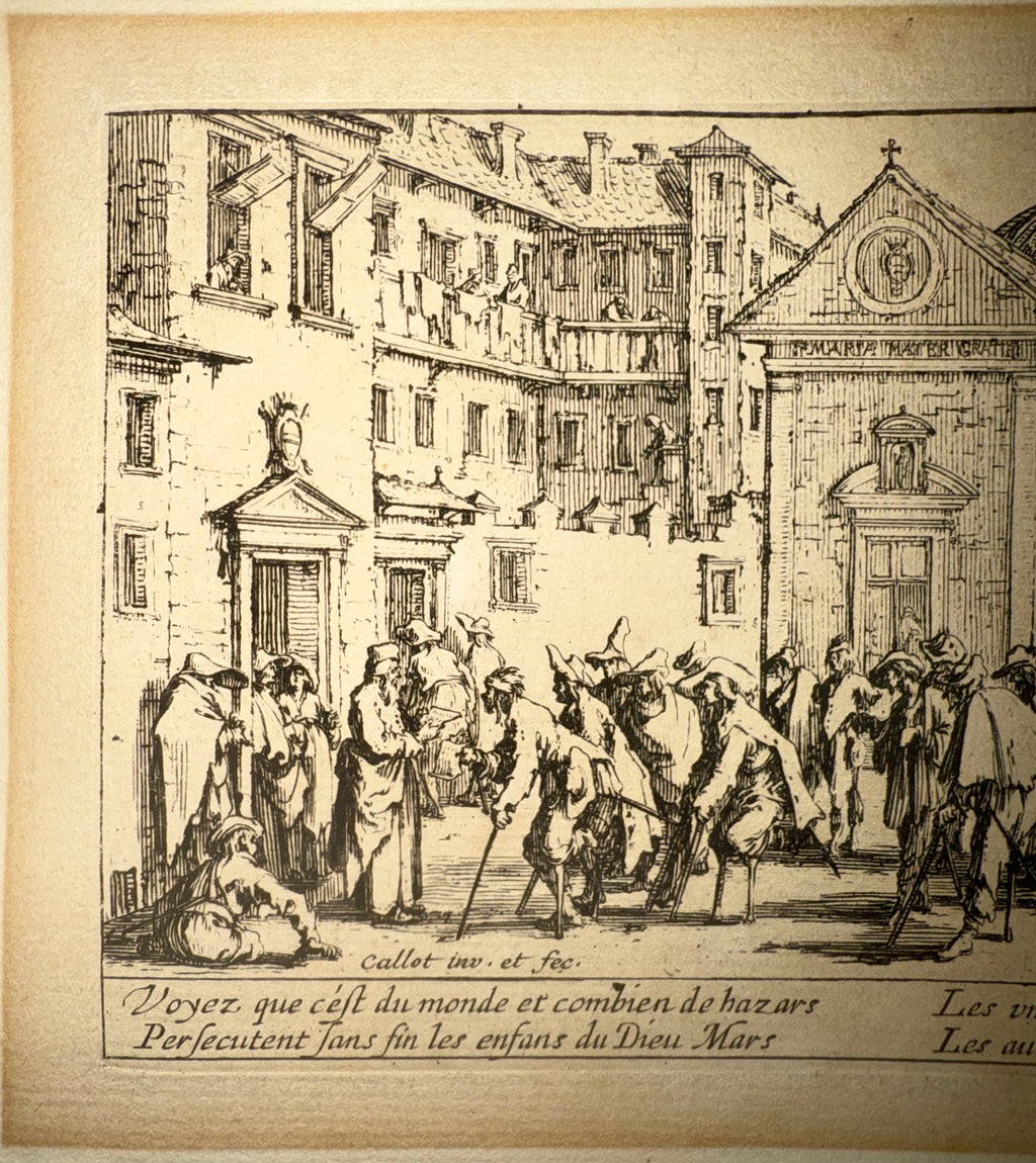 JACQUES CALLOT (1592-1635) ORIGINAL ETCHING TITLED L’HOPITAL, 13IN x 17.75IN (33cm x 45cm) WITH PROVENANCE