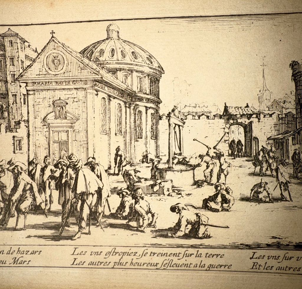 JACQUES CALLOT (1592-1635) ORIGINAL ETCHING TITLED L’HOPITAL, 13IN x 17.75IN (33cm x 45cm) WITH PROVENANCE
