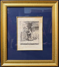 REMBRANDT VAN RIJN (1606-1669) ETCHING AND DRYPOINT TITLED THE BLINDNESS OF TOBIT: THE LARGER PLATE, 15.5IN x 16.5IN (39cm x 42cm)