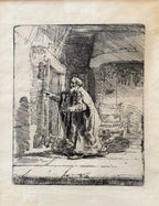 REMBRANDT VAN RIJN (1606-1669) ETCHING AND DRYPOINT TITLED THE BLINDNESS OF TOBIT: THE LARGER PLATE, 15.5IN x 16.5IN (39cm x 42cm)
